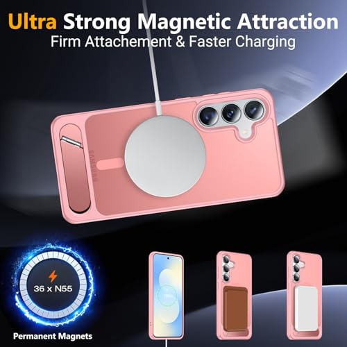 Image of SPIDERCASE Magnetic for Samsung Galaxy S25 FE Case, [3 Stand Ways][ Military Grade Drop Protection] with Invisible Stand Slim Phone Case for S25 FE 5G,Pink