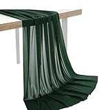 MDS Pack of 5 Yard Wedding Arch Draping Drapery Fabric Sheer Chiffon Fabric for Wedding Ceremony Reception Swag and Backdrop Decorations 60” Width DIY Sewing Multipurpose Fabric - Hunter Green