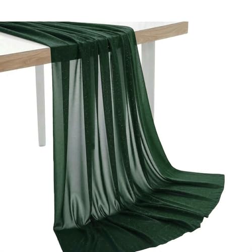 MDS Pack of 5 Yard Wedding Arch Draping Drapery Fabric Sheer Chiffon Fabric for Wedding Ceremony Reception Swag and Backdrop Decorations 60” Width DIY Sewing Multipurpose Fabric - Hunter Green