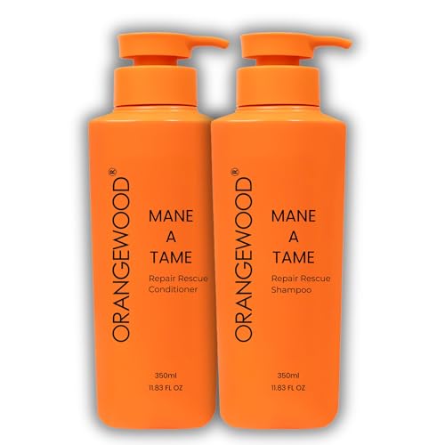 Image of Orangewood Mane‑A‑Tame Repair Rescue Shampoo & Conditioner - 2 x 350 ml Combo - Sulphate‑, Paraben‑ & Mineral‑Oil‑Free - Infused with Lime, Avocado & Quinoa to Smooth & Repair Damaged Hair