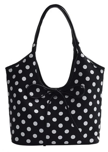 Nylon Tote Bag for Women Polka Dot Shoulder Bags for Women Lightweight Slouchy Tote Large Hobo Bag Travel Gym Overnight 2026