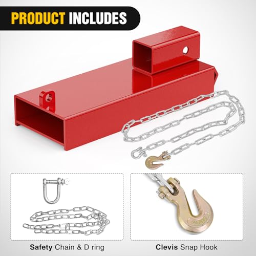 Image of Nilight Forklift Trailer Hitch Attachment Fits 2 Inch Receiver Clamp on Pallet Fork Trailer Towing Adapter with Safety Chain & Hook Red