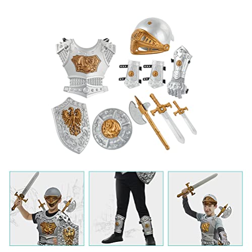 Luozzy 10Pcs Knight Costume For Boys Medieval Knight Costume Plastic Knight Armor Set For Kids Pretend Role Play Dress Up Performance Gift #TOP2