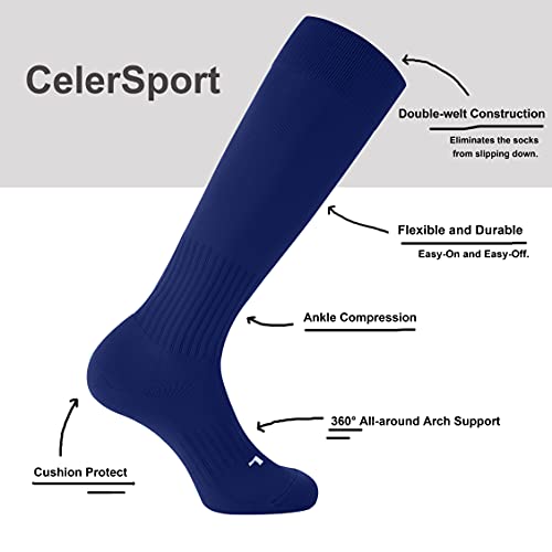 Image of CS CELERSPORT 2 /3 Pack Soccer Softball Baseball Socks for Youth Kids Adult Multi-Sport Compression Knee High Socks