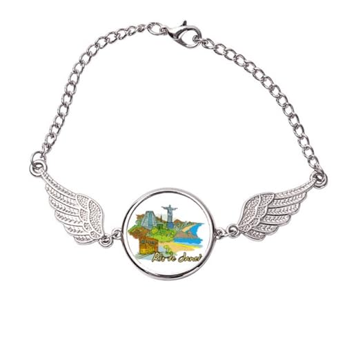 Bracelet ailes d'ange Rio de Janeiro en métal peint à la main pour le quotidien