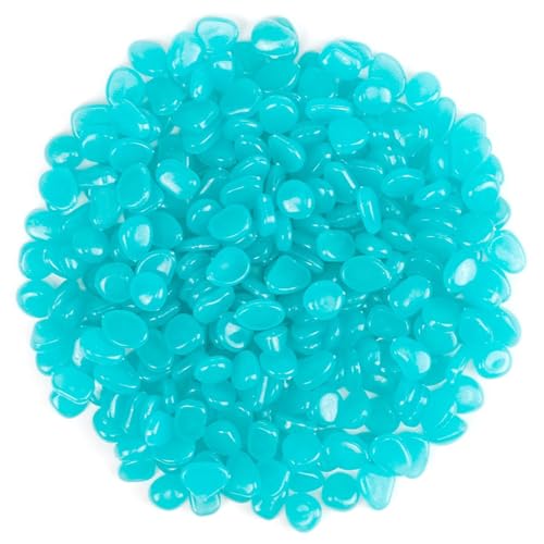 Glow in Dark Rocks,200Pcs Long Term Glowing Decorative Stone,Luminous Stones,Glow in The Dark Pebbles,Glowing Rocks Decor Stones for Fish Tank Aquarium Indoor Outdoor Yard Decor Garden (Blue)
