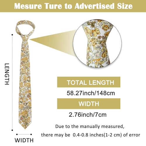 Image of Mantieqingway Men's Cotton Floral Neck Tie 2.56'' Printed Skinny Tie