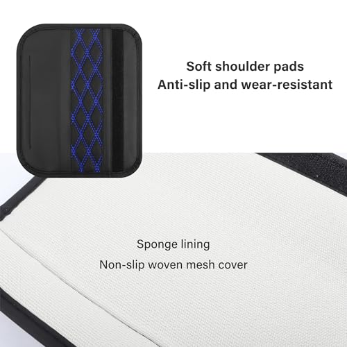 2PCS Car Seat Belt Cover Pads,Leather Seatbelt Covers Protect Shoulder and Neck Car Accessories Interior,Universal Car Seat Strap Pads Car Decorations for Most Cars Trucks (Black/Blue) - Image 5