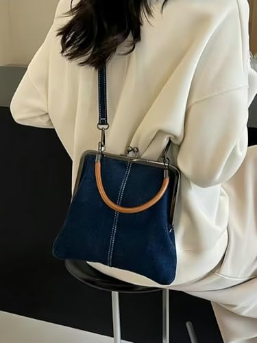 Image of Women's Kiss Lock Crossbody Bag PU Leather Kiss Clasp Purse Crossbody Shoulder Bags Hobo Tote Purses Wallet Handbags