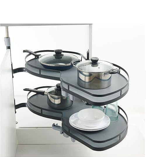 TYYCKJ Mueble de Cocina de Esquina Giratorio de Doble Capa con Almacenamiento extraíble, Altura Ajustable, Sistema de Bloqueo silencioso, Adecuado para gabinetes de 36 pulgadas/900 mm.