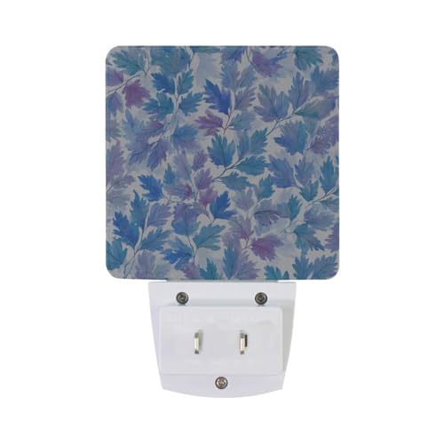 Lámpara de noche con sensor LED patrón hojas azul miniatura 6