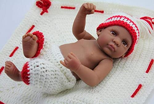 MWKL Rebirth Baby Doll Simulation 11 Zoll/28 cm Schwarze Haut Vollsilikon Kinderspielzeug Geschenk,Reborn Puppen – Bild 4