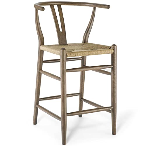 Modway Amish Mid-Century Modern Wood Counter-Height Bar Stool In Gray 24.5 X 23.5 X 37 #TOP17