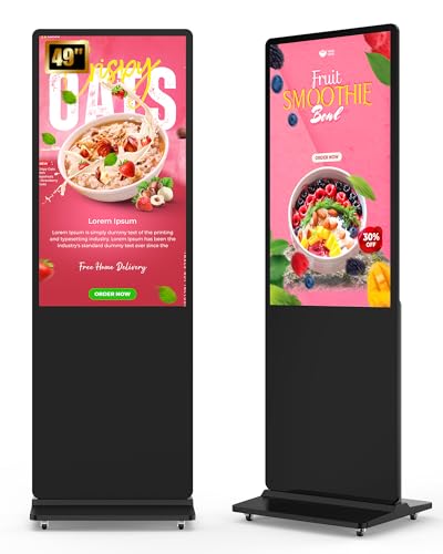 Image of 49 inch Digital Signage Display, 2K LCD Screen Indoor Floor Standing Digital Kiosk, Auto Media Player Advertising Display Poster with Android OS Remote Control, HDMI /WiFi /USB