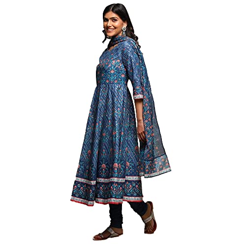 Image of BIBA Women Cotton Anarkali Kurta Churidar Suit Set