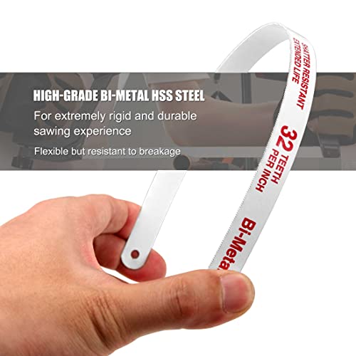 Hautmec 12" Hacksaw Blades Replacement Bi-Metal 32 Tpi High Speed Steel Grounded Teeth, Safe-Flex Hand Hacksaw Blade 2 Pack Ht0018-2Pc #TOP2