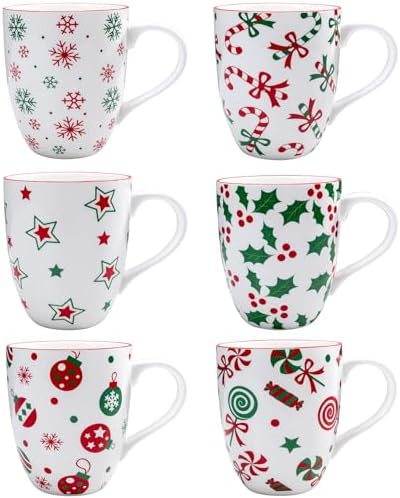Christmas Coffee Mug,16oz Ceramic Holiday Coffee Mug Cup Set, Por...