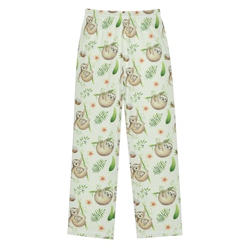 ZZXXB Parent and Child Sloth Boys Long Pants Soft Trousers Elastic Waist Kids Lounge Bottoms with Pockets S-XL