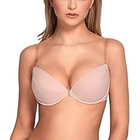 Vivisence Eve 1012 Sujetador Push-Up con Tirantes Y Espalda De Silicona para Mujeres Liso con Aros - Hecho En La UE, Beige,95B
