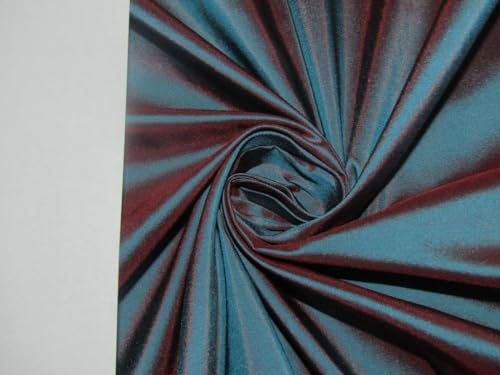 Tissu taffetas 100 % soie bleu et vin irisé de 137 cm de large pour haute couture