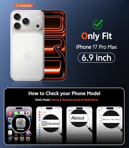 Image of FNTCASE for iPhone 17 Pro-Max Case: Clear Magnetic Phone Cases with Screen Protector Compatible with Magsafe Slim Anti Yellowing Rugged Shockproof Protective Transparent Cell Phone Cover (B-Orange)