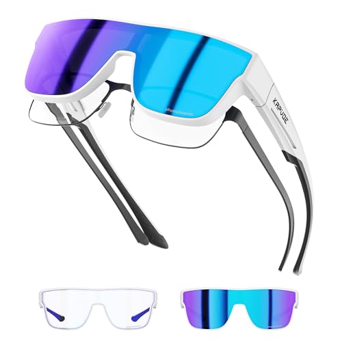 KAPVOE Photochromic Fit Over Glasses Sunglasses for Men Women Oversized Square Sunglasses UV400 Protection TR90 Frame Sports Goggles Cycling Golf Driving