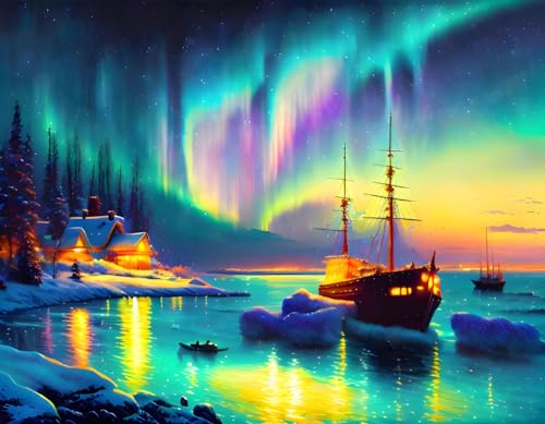 Affiches sur toile aurore boréale 58x90 cm SERENDIPITP pour habiller un grand mur vide