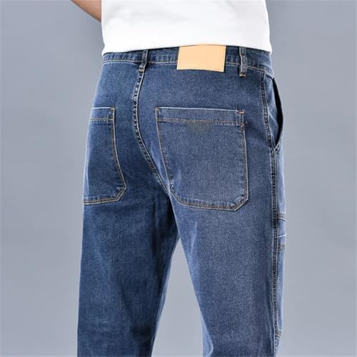 Men's Multi Pocket Cotton Jeans Stretch Straight Fashion Denim Trousers Casual Pants4