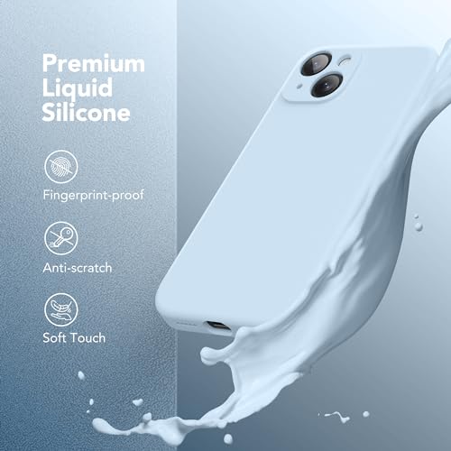 Image of Magnetic for iPhone 14 Case, Compatible with MagSafe, [Full Camera Protection][Screen Protector] Silicone Shockproof Protective Phone Case for iPhone 14 6.1 inch, Light Blue