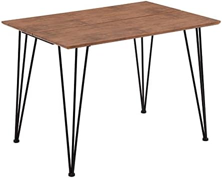 NIERN Wood Dining Table with Metal Hairpin Legs,Rectangle Farmhouse Kitchen Table for Dining Room Living Room,Brown