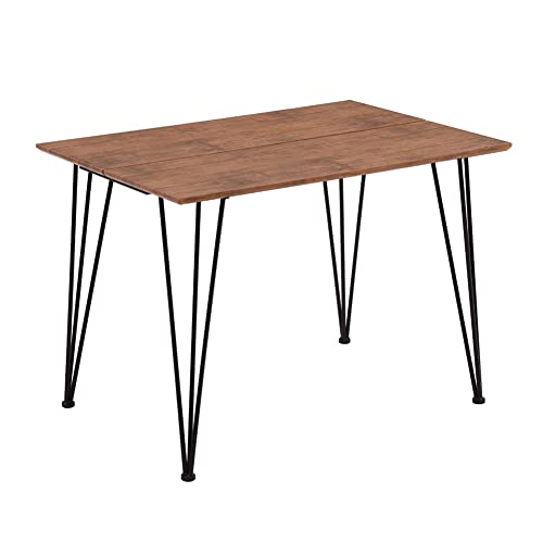 Niern Wood Dining Table With Metal Hairpin Legs,Rectangle Farmhouse Kitchen Table For Dining Room Living Room,Brown #TOP2