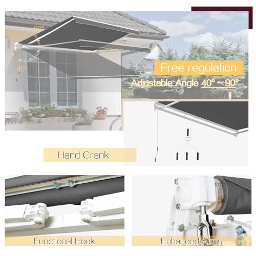 U-MAX-Awnings-for-Patio-13×98-Retractable-Awning-Cover-Sun-Shade-Shelter-280gm-Premium-Polyester-with-PU-Coating-Fabric-Outdoor-Door-Window-Awning-for-Deck-Home-Backyard-Balcony-Grey U MAX Awnings for Patio 13×98 Retractable Awning Cover Sun Shade Shelter 280gm Premium Polyester with PU Coating Fabric Outdoor Door Window Awning for Deck Home Backyard Balcony Grey