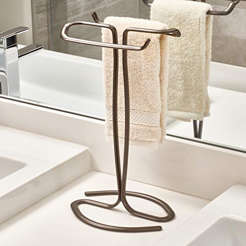 iDesign-Axis-Metal-Hand-Towel-Holder-for-Master-Bathroom-Vanities-Countertops-Kitchen-Holds-2-Finger-Tip-Towels-Bronze iDesign Axis Metal Hand Towel Holder for Master Bathroom Vanities Countertops Kitchen Holds 2 Finger Tip Towels Bronze