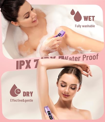 Image of Electric Bikini Trimmer for Women: Razor & Shaver with Dual Heads for Body Pubic Hair, IPX7 Waterproof with LED Display - Rechargeable Lady Trimmer for Underarm Body Leg Face - Violet