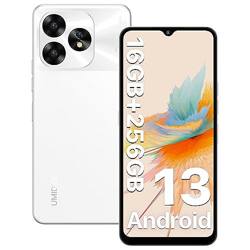 UMIDIGI A15 NFC Smartphone 16(8+8)GB+256GB Memory,Android 13 Mobile Phone,64MP Camera,5000mAh,Octa Core Cell Phone,6.7” HD+ Full-View Waterdrop Screen,20W Fast Charge,4G Dual SIM/GPS/Dual Unlock-white