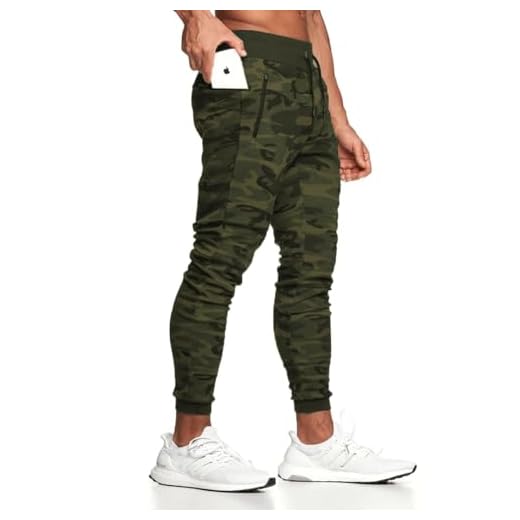 Yageshark - Pantaloni da jogging da uomo, in cotone, per fitness, slim fit, per il tempo libero, mimetico, L/sottile