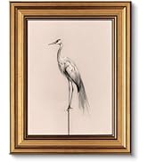 VIYYIEA Vintage Gold Framed Wall Art Home Decor Bathroom Sketch Crane Canvas Prints, Vintage Home...