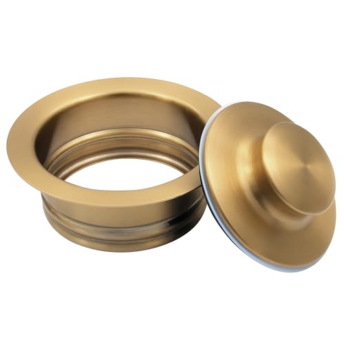LQS Kitchen Sink Garbage Disposal Flange and Sink Stopper, fit 3-1/2 Inch Standard Sink Drain Hole Color Golden