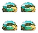 Pegatinas laminadas, 75 mm, 4 unidades, diseño de playa de Menorca Spain, resistente a la intemperie y a los rayos UV