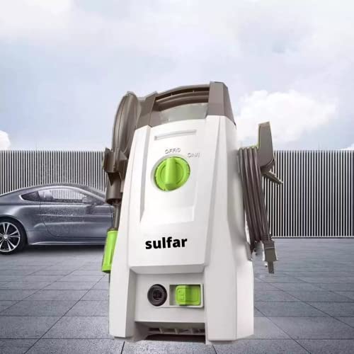 Image of Sulfar Lutian Car Washer High Pressure Pump - 1200W|Pressure-100 Bar, Max Flow-390 l /h, Working Radius +9m, Spray Jet Gun w Ext. Rod, Hose Pipe; Portable; for Cleaning /Washing Car, Bike, Home, Vehicle