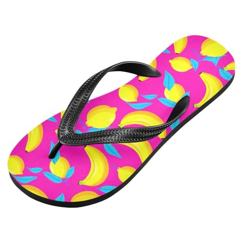 Sinestour Banana Lemon Pink Flip Flops for Beach Thong Sandals Anti-slip Lightweight Flat Slippers for House Indoor Outdoor2
