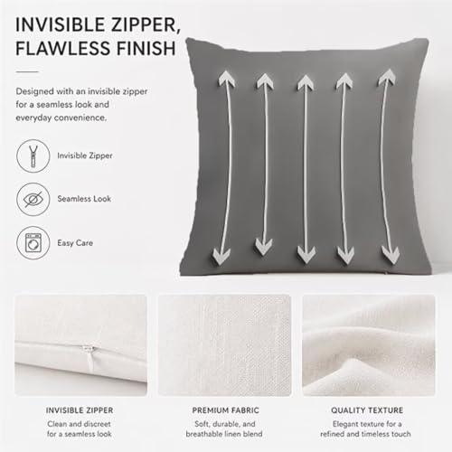 Housses de coussin extérieur 60x60cm gris lin imperméable pour canapé de terrasse