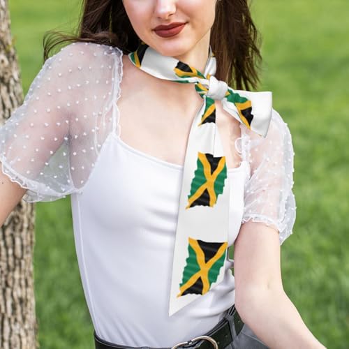 Flag of Jamaica Women'S Luxury Satin Silk Scarf for Hair Neck Purse - Soft Lightweight Sun Protection Bandana Accessory with Glossy Finish for Summer Handbag Decoration2