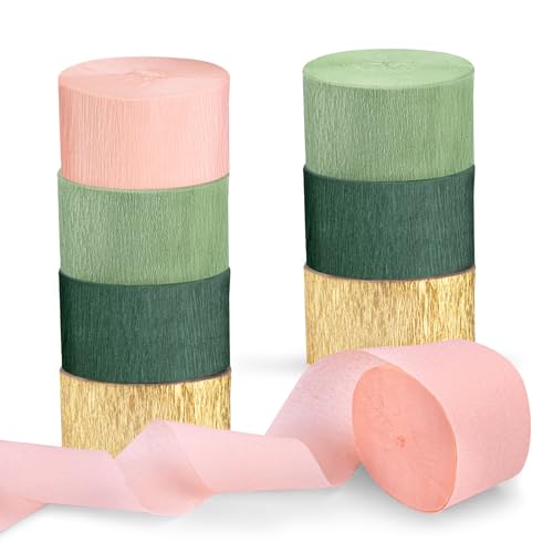 Image of 8 Rolls Sage Green Crepe Paper Streamers Party Decorations for Boho Wedding, Baby Shower, Engagement Party, Spring Party, Birthday Party Supplies