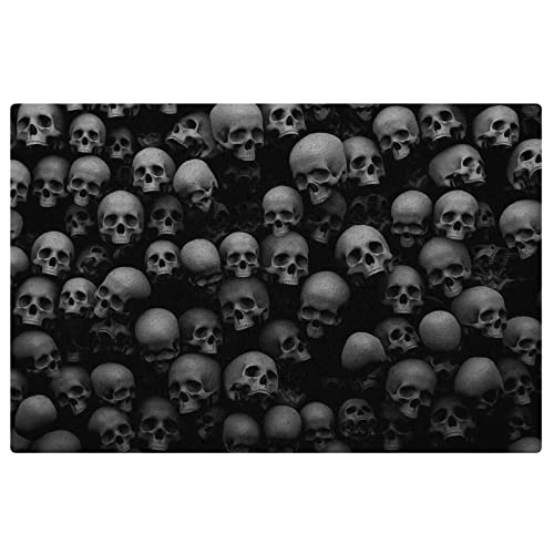 Sunzhenyu Schwarzer Totenkopf-Fußmatte, Outdoor-Fußmatte, Indoor-Teppich für den Eingangsbereich, rutschfest, Teppichmatte, waschbarer Teppich für Veranda, Küche, Eingangsbereich, 40 x 60 cm Cover