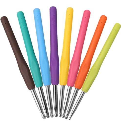 Image of Crochet Hooks, 9PCS Crochet Needles, 2mm-6mm Ergonomic Soft Grip Crochet Hook Set, Crochet Kit for Beginners, Aluminum Yarn Hooks for Arthritic Hands,Comfortable Crochet Needles,Craft Gift for Women