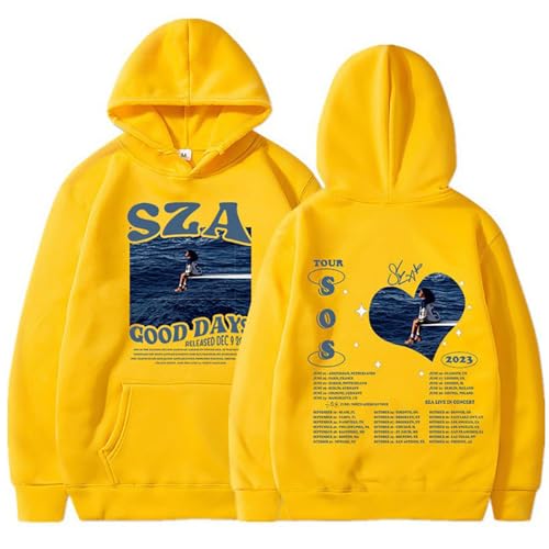 Sweat à capuche SZA SOS amour de soi coton doux jaune inspirant 3TG