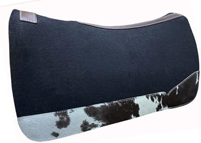 Showman Black Felt Saddle Pad w/Hair-On Cowhide Accent