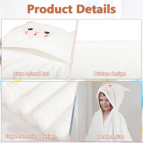 Image of 2 Pack Hooded Towel, 27.5 x 55 inch Absorbent Bath Towel for Babies, Soft Toddler Bath Towel, Thick Toddler Towels with Hood for Girls Boys,Yellow and White
