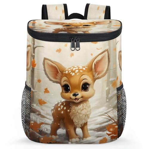 CNNINGYI Large Waterproof Insulated Cooler Backpack, Rustic Deer Leak Proof Backpack 30 Cans, Wild Animals Lightweight Cooler Bag for 12h Hot/Cold Retention